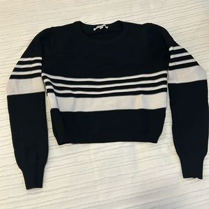 Lucy Paris Black and White Long Sleeve Cropped Sweater Size Medium